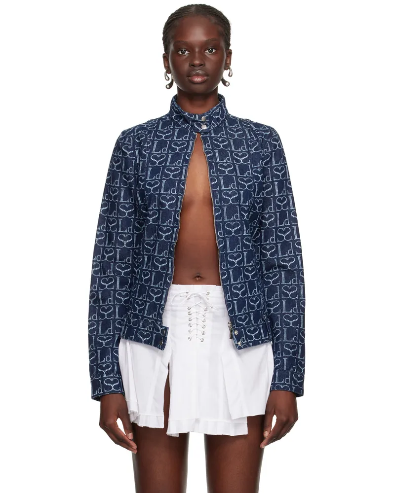 Ludovic de Saint Sernin Navy Monogram Denim Jacket Indigo