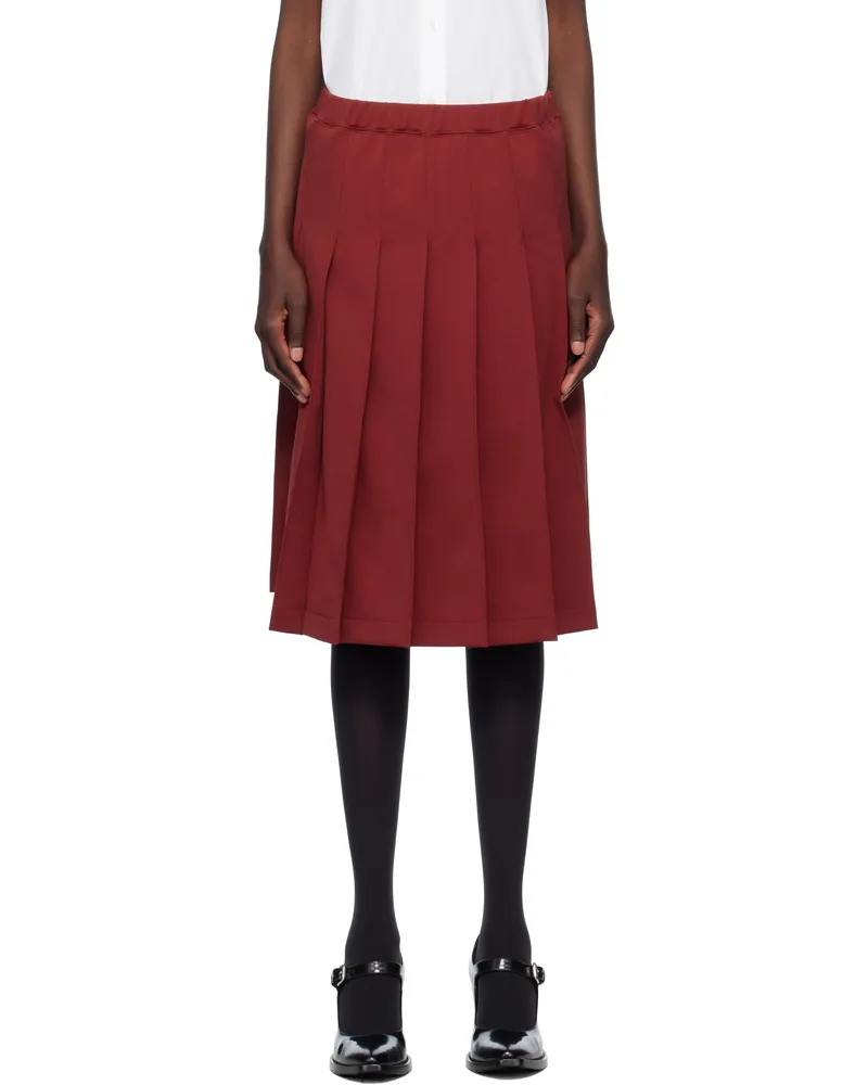 Comme des Garçons Burgundy Polyester Jersey Midi Skirt Burgundy
