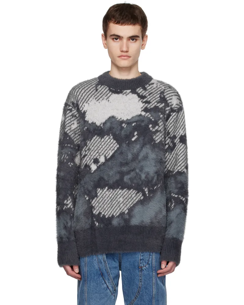 Feng Chen Wang Gray Landscape Painting Sweater Grey