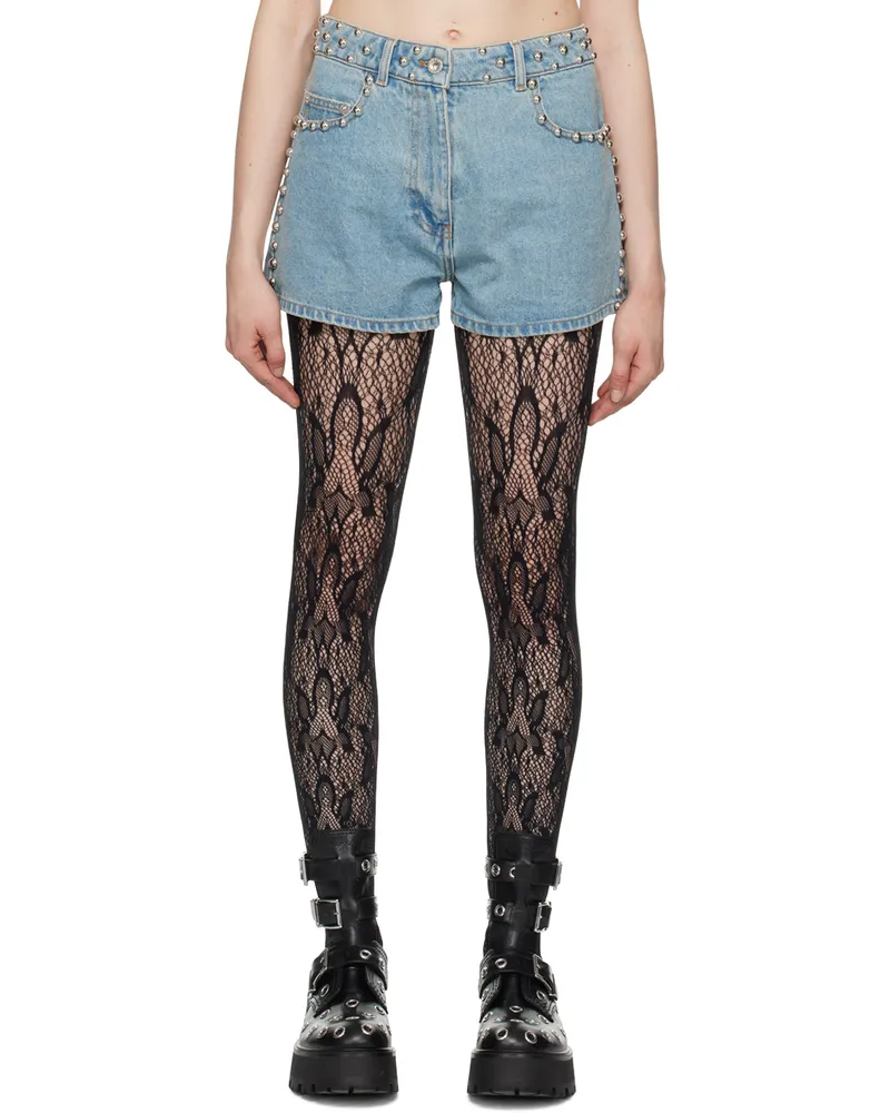 Paco Rabanne Blue Studded Denim Shorts P412
