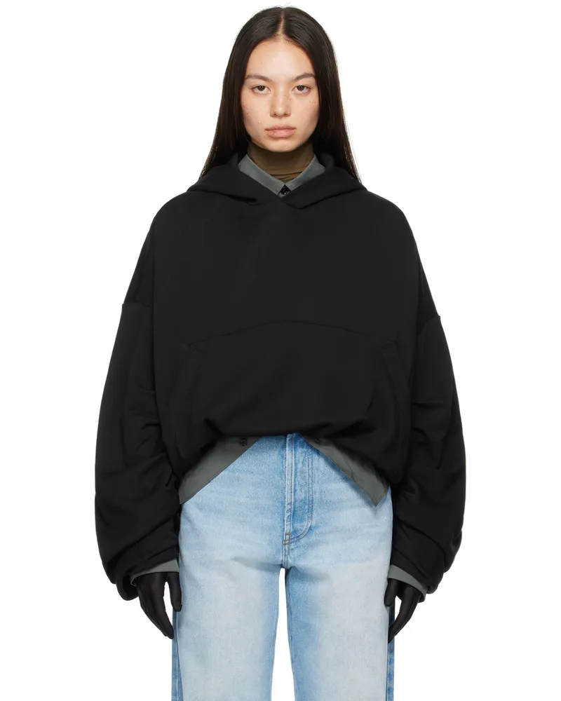 Dries van Noten Black Draped Hoodie Black