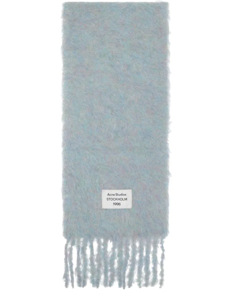 Acne Studios Blue Logo Wool Scarf Du5