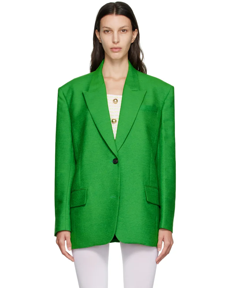 pushBUTTON Green Double Button Blazer Gn