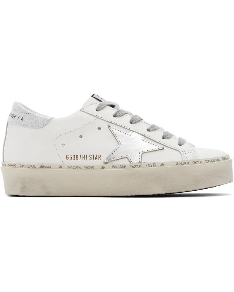 Golden Goose White & Silver Hi Star Classic Sneakers 80185