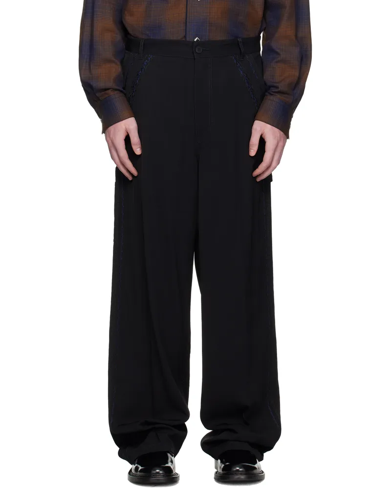 Toga Black Viscose Twill Trousers Black