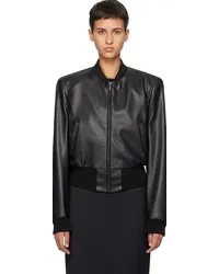 Olēnich Black Zip Faux-Leather Bomber Jacket Black