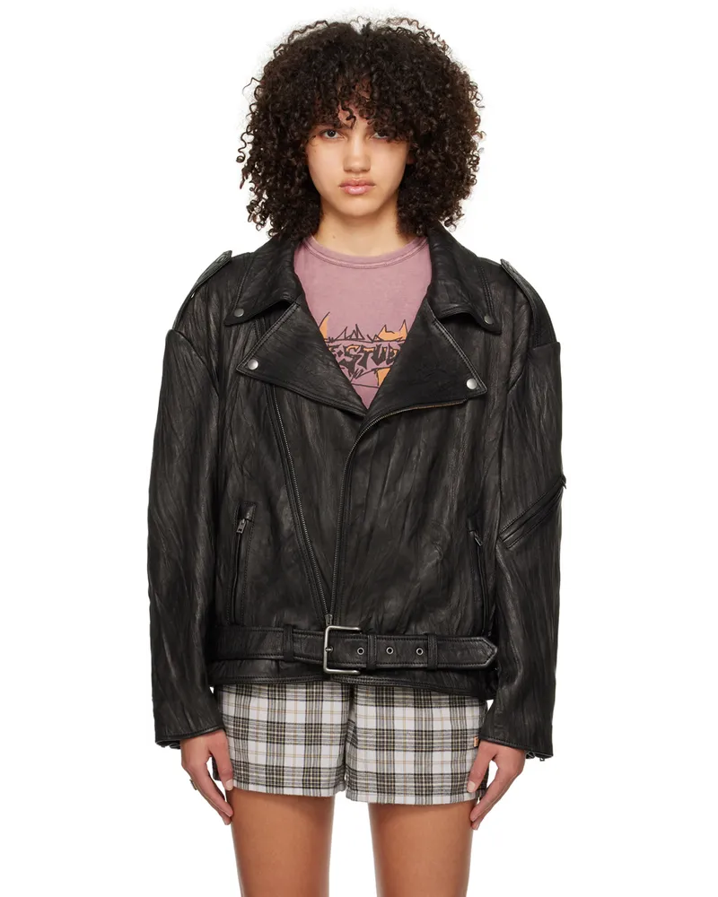 Acne Studios Black Crinkled Leather Jacket Black