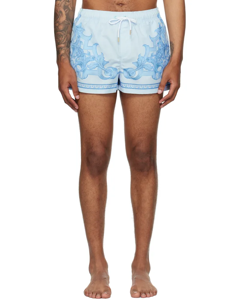 Versace Blue Barocco Medusa Print Swim Shorts 5e630-grey+light