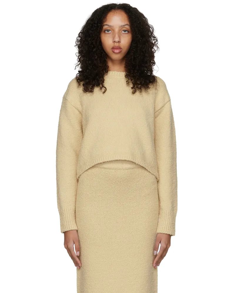 Missing You Already Beige Cotton Sweater Yellow