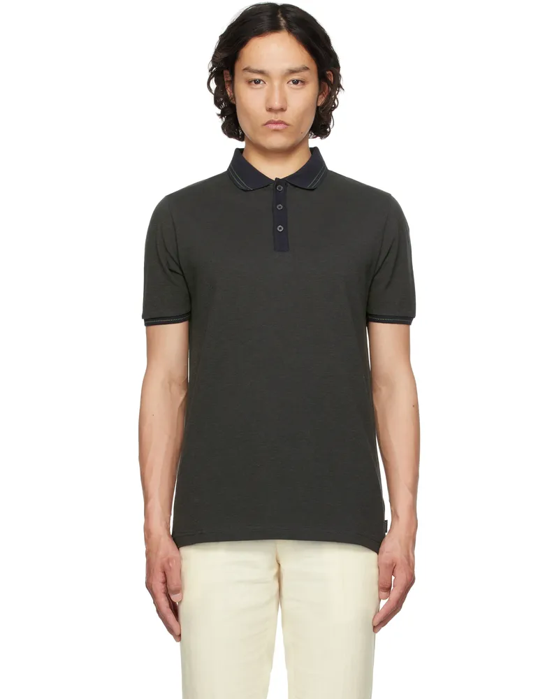 Paul Smith Navy Micro Jacquard Organic Cotton Polo 49