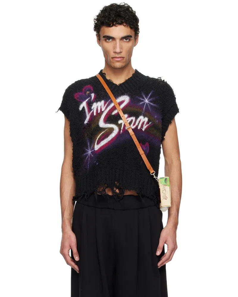 Doublet Black Airbrush Recycled Cotton Knit Vest Black