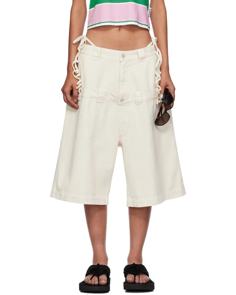 ABRA SSENSE Exclusive Beige Double Denim Shorts Beige