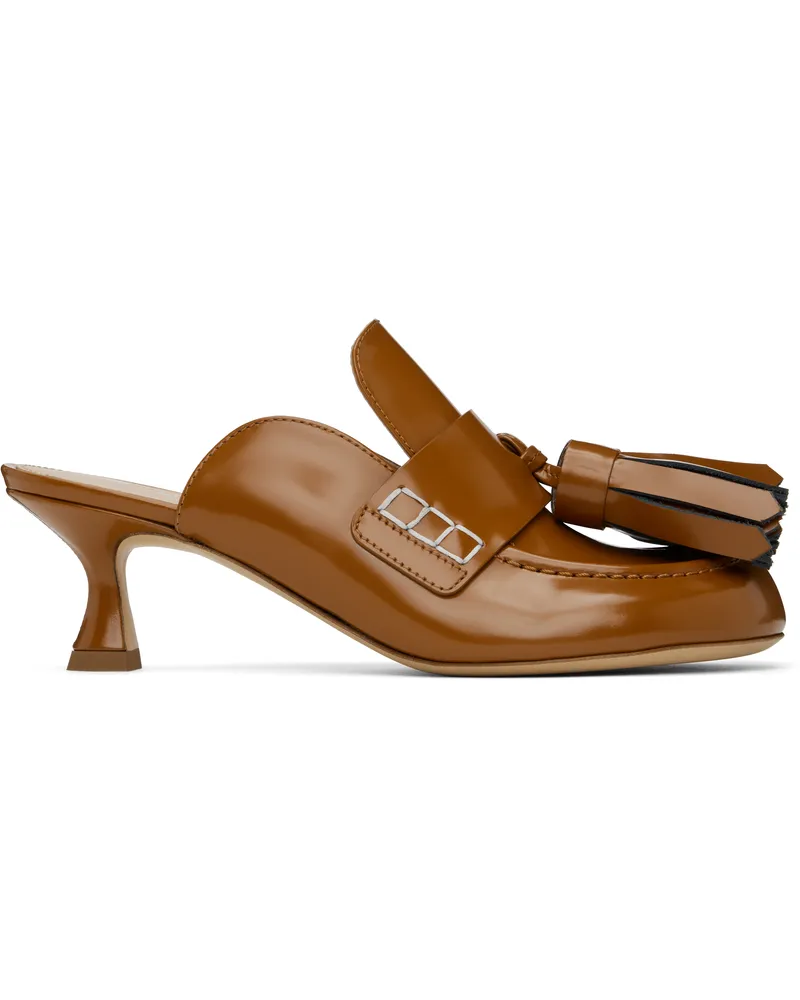 J.W.Anderson Tan Tassel Leather Mules 221-tan