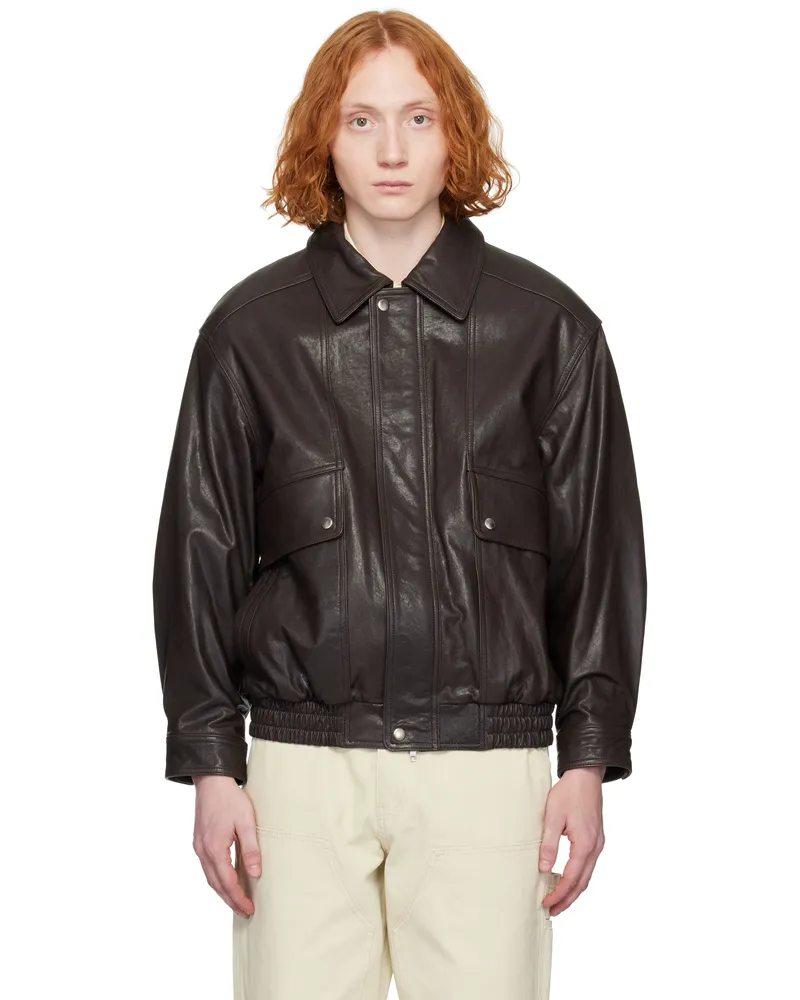 Dunst Brown Oversized Vintage Leather Jacket Brown