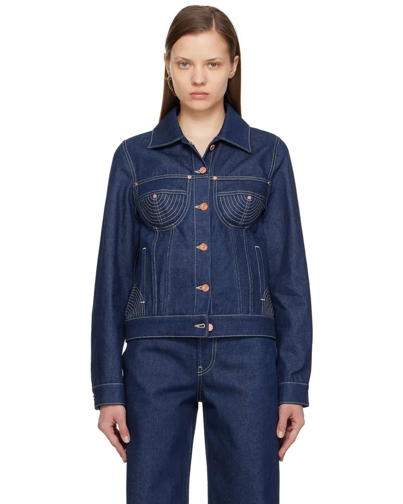 Jean Paul Gaultier Indigo Paneled Denim Jacket 5572