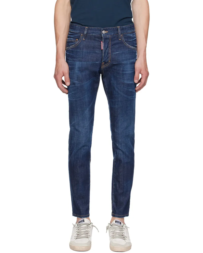 Dsquared2 Blue Dark Clean Wash Skater Jeans 470
