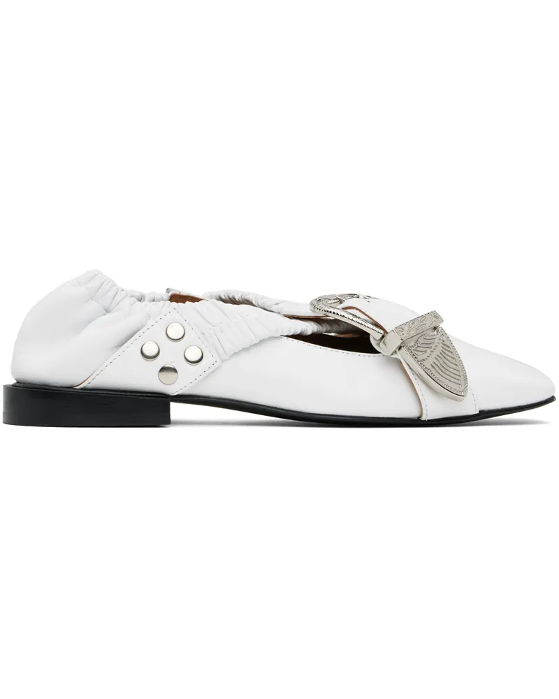 Toga SSENSE Exclusive White Cross Strap Ballerina Flats Aj928