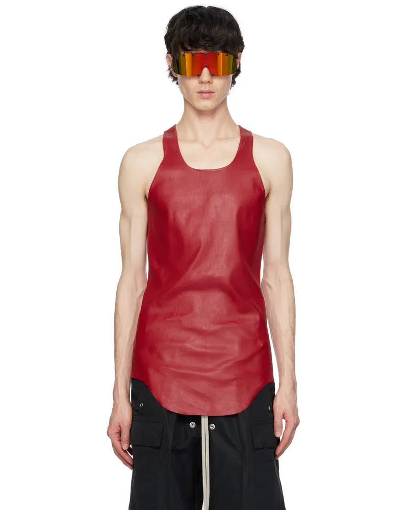 Rick Owens Red Scoop Neck Tank Top 03