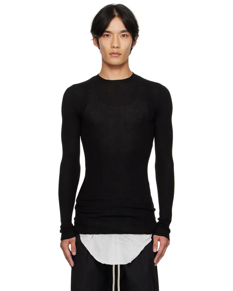 Rick Owens Black Concordians Ribbed Round Neck Sweater 09