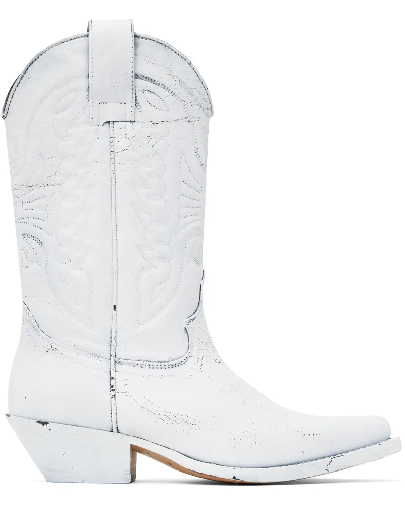 Maison Margiela White Painted Cowboy Boots H5515
