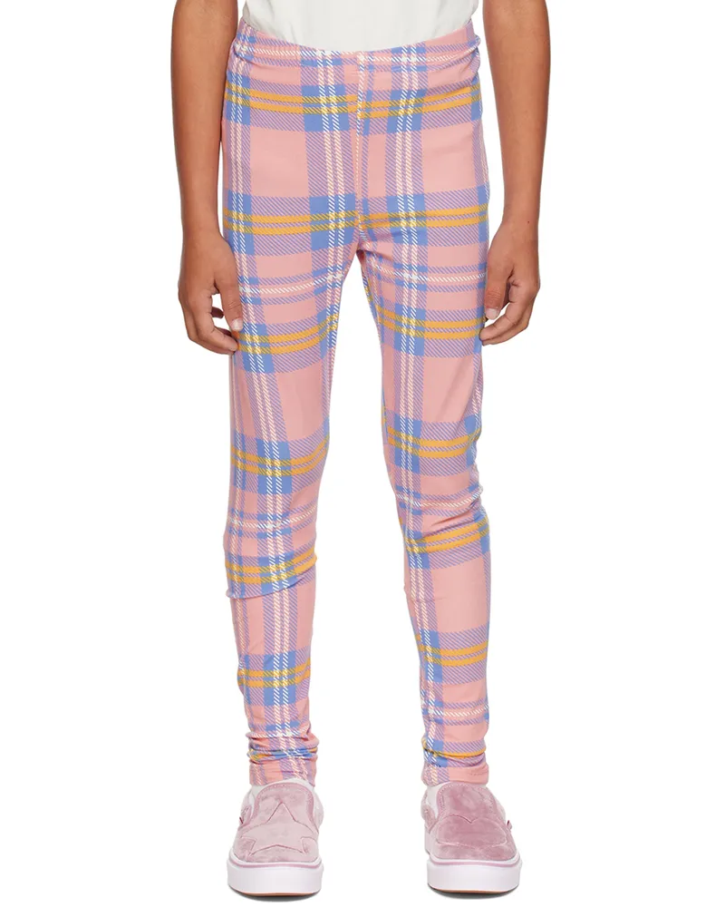Mini Rodini Kids Pink Check Leggings Pink
