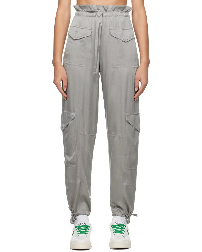 Ganni Gray Washed Trousers 523