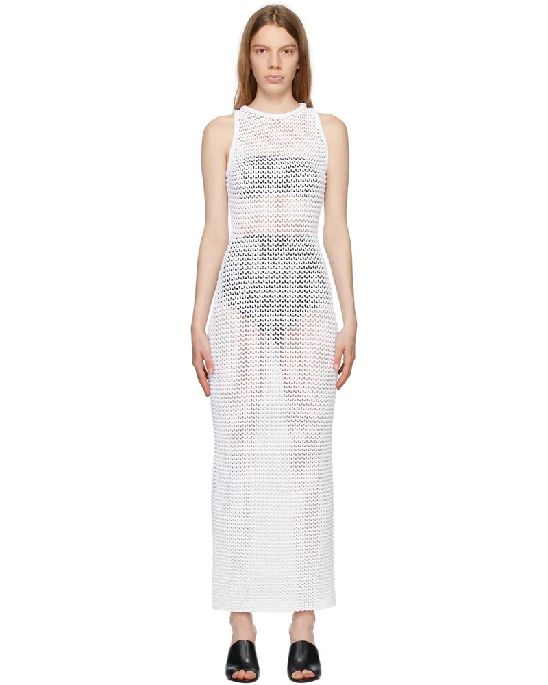 Alaïa White 3D Waffle Maxi Dress 000