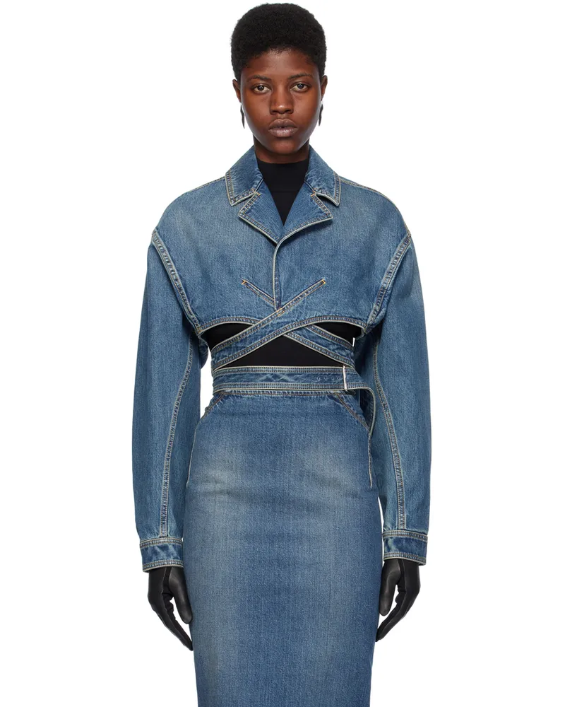 Alaïa Blue Cross-Over Denim Jacket -