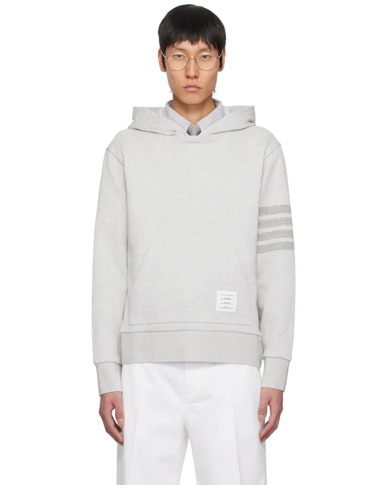 Thom Browne Gray Double Face Knit 4-Bar Hoodie 065