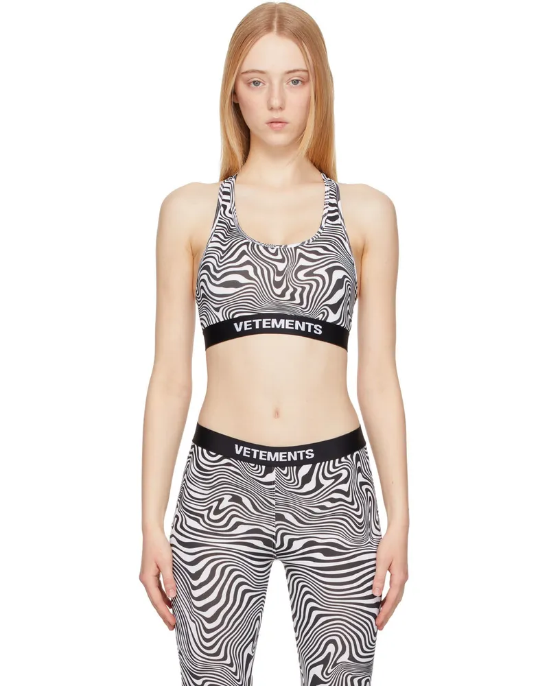 VETEMENTS Black & White Zebra Print Sports Bra Zebra