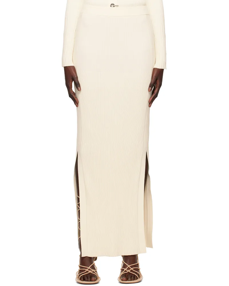 Dion Lee Off-White Gradient Rib Maxi Skirt Cream