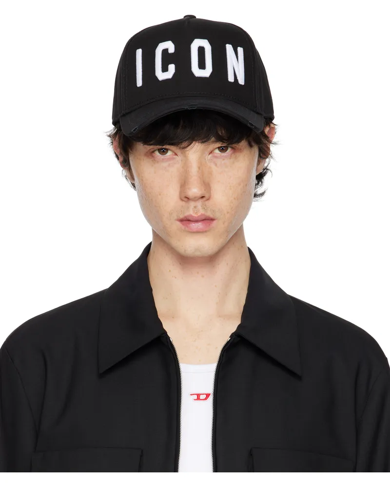 Dsquared2 Black Be ICON Baseball Cap Black+white