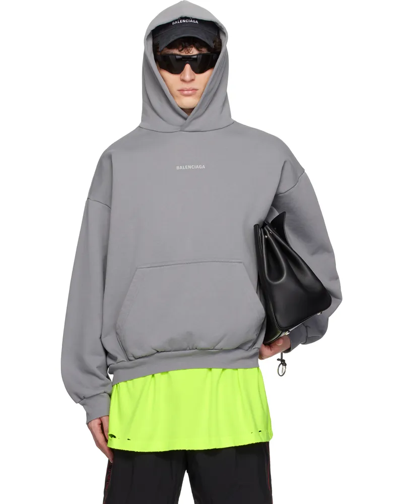 Balenciaga Gray Reflective Moll Arch Medium Fit Hoodie 1675