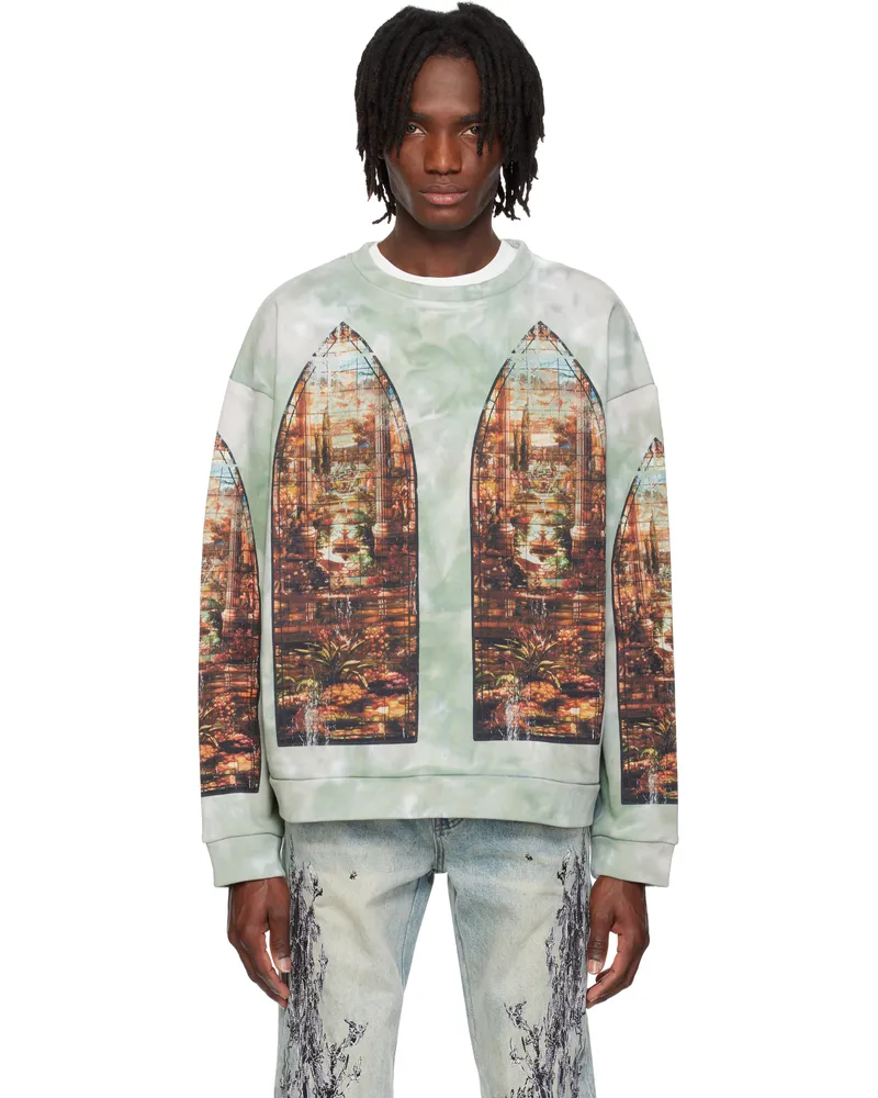 WHO DECIDES WAR Green Eden Crewneck Sweatshirt Sky