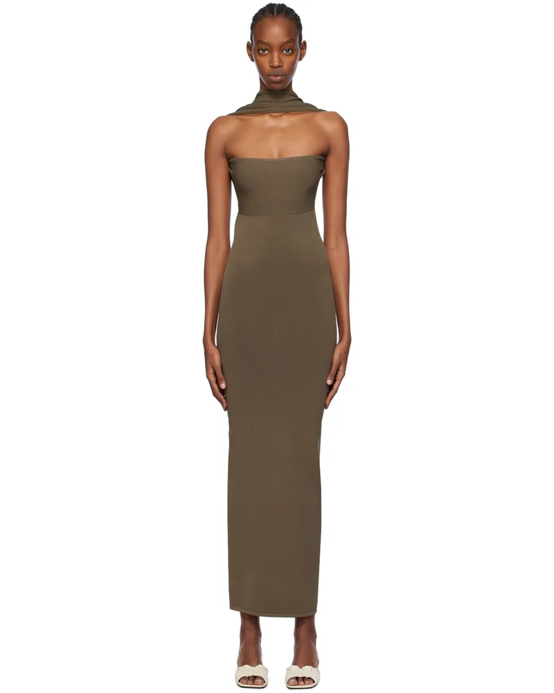 Totême Green Slip-Through Midi Dress 090
