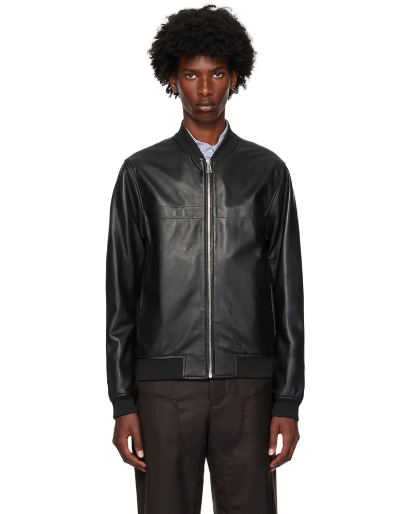 Paul Smith Black Zip Leather Bomber Jacket 79
