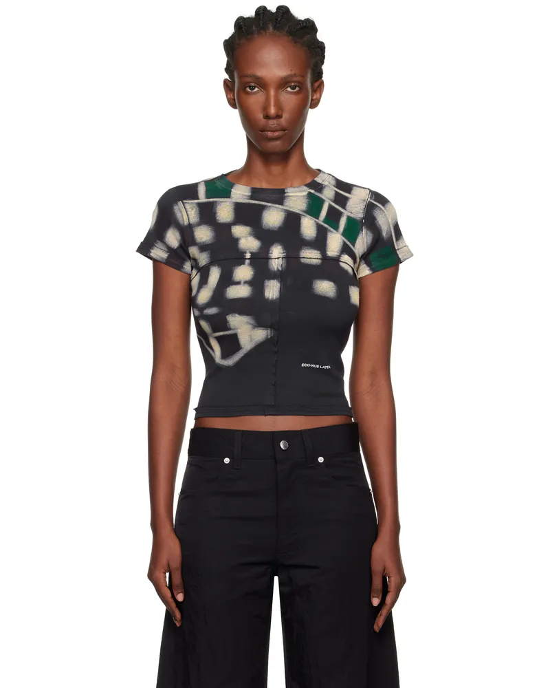 Eckhaus Latta Black & Beige Lapped Baby T-shirt Porcupine