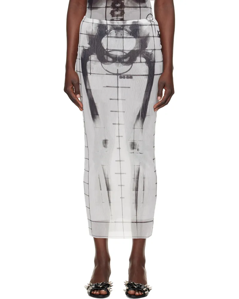 Jean Paul Gaultier White & Black 'The Squeletor' Maxi Skirt 0100