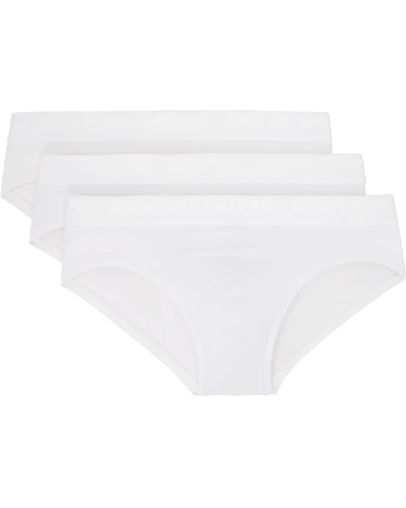 SKIMS Three-Pack White SKIMS Stretch Briefs Chalk