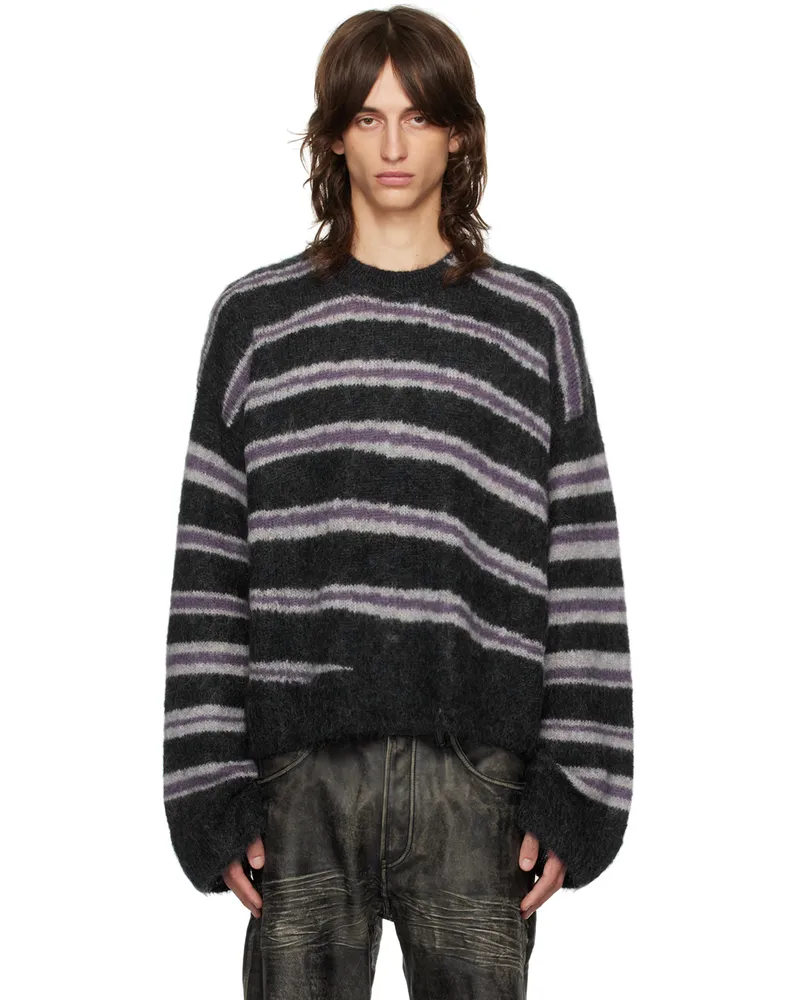 Acne Studios Gray & Purple Stripe Sweater Dri
