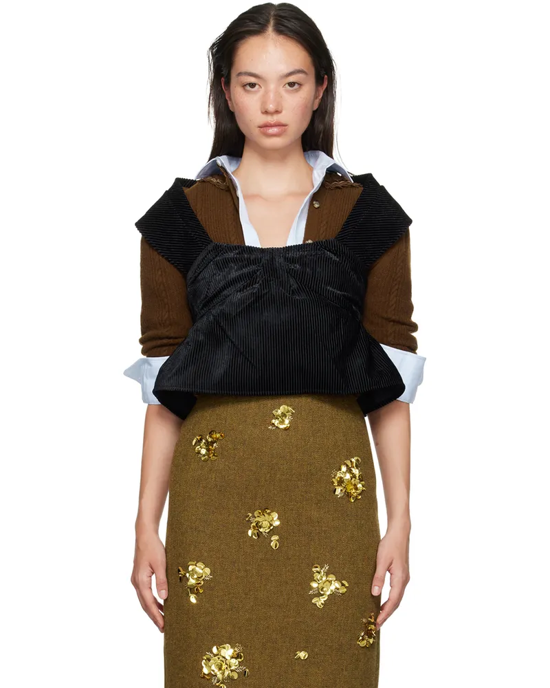 SHUSHU/TONG Black Three-Dimensional Pleated Top Ba100