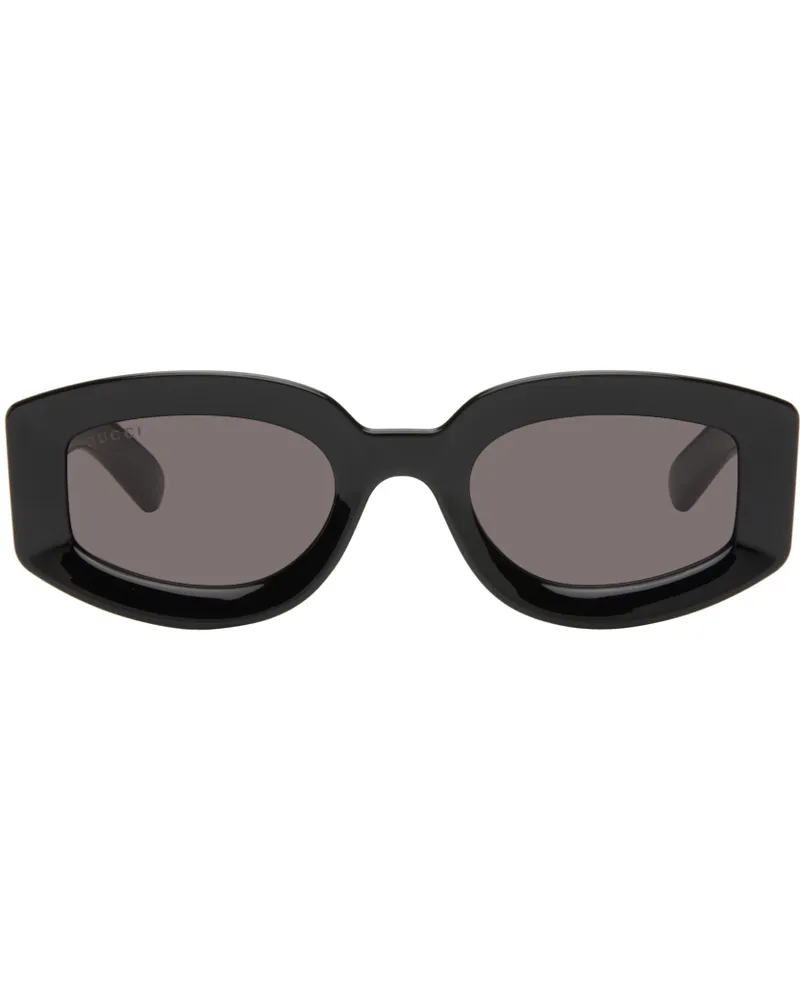 Gucci Black Geometric Frame Sunglasses Black-black-grey