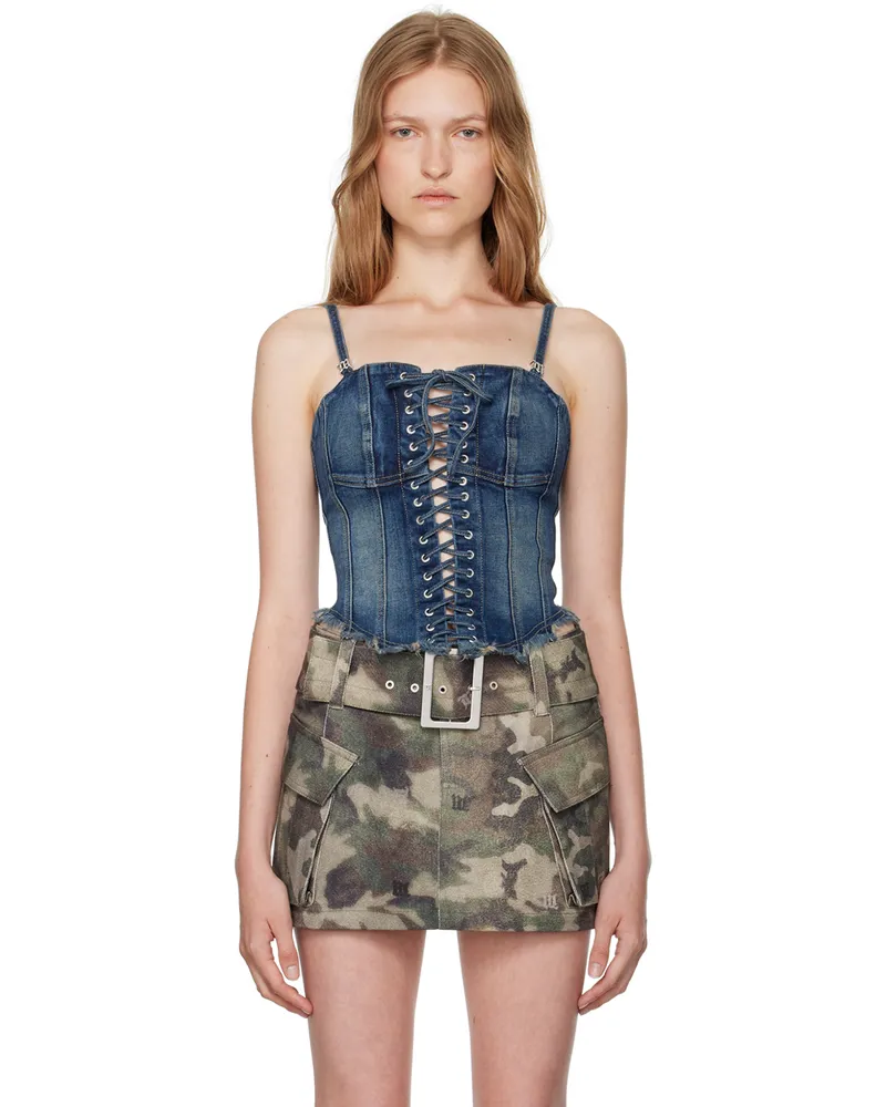 MISBHV Blue Lara Denim Corset Top Malibu