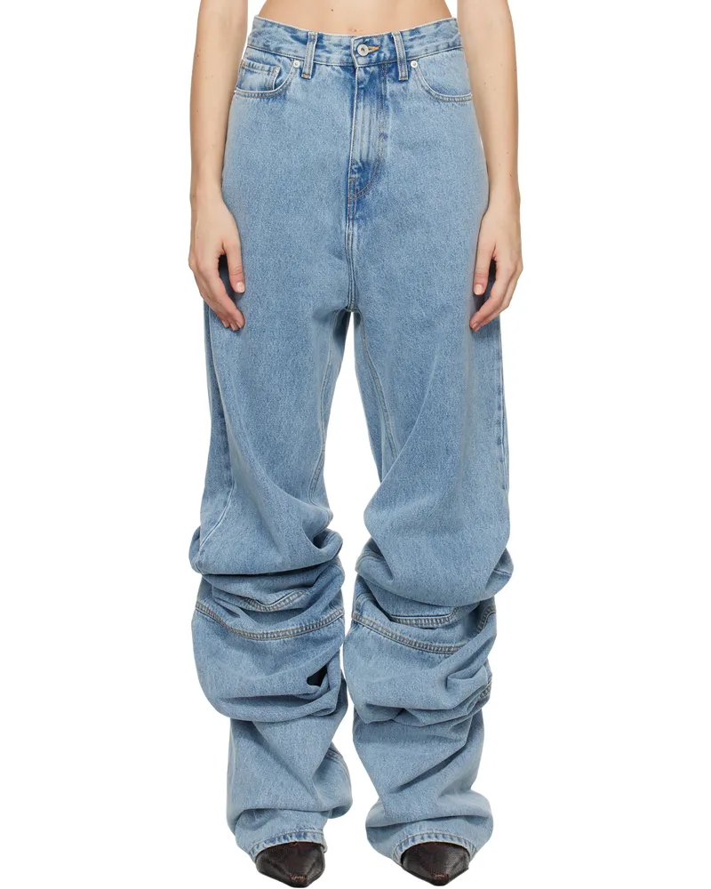Y/PROJECT Blue Draped Cuff Jeans Evergreen