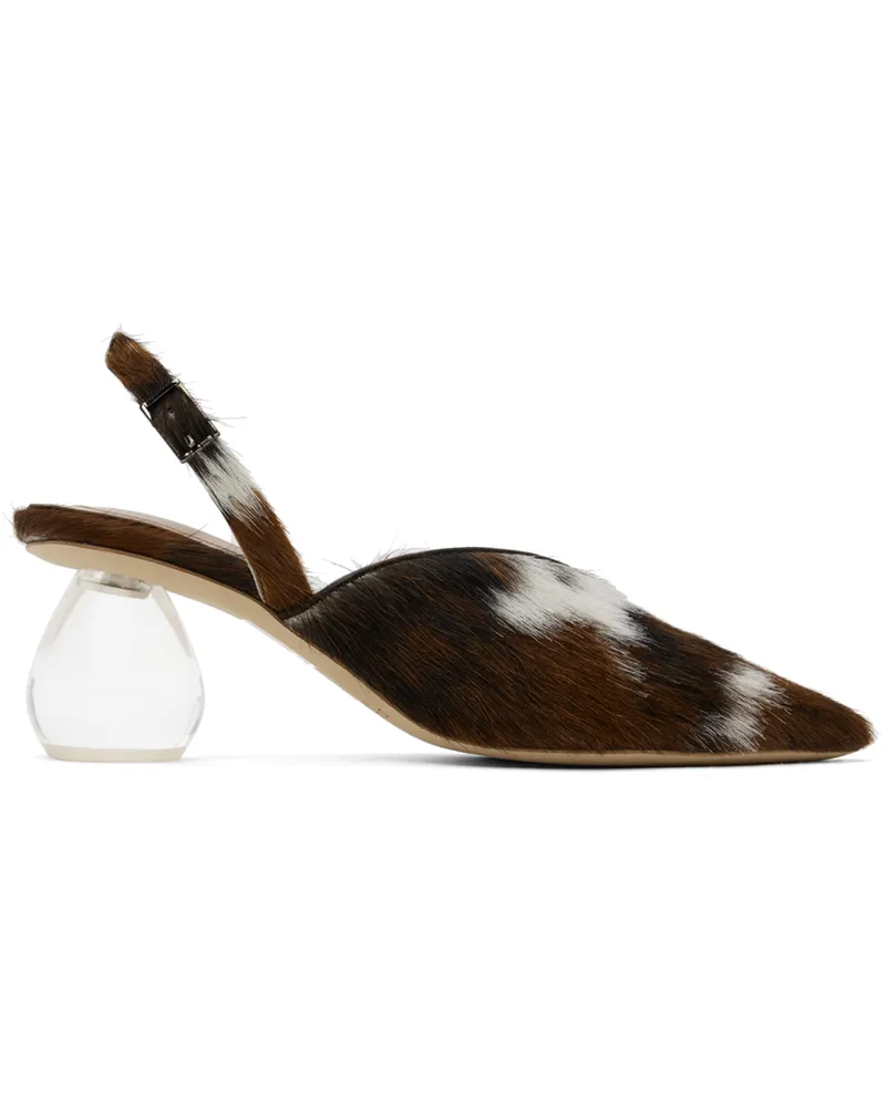 Simone Rocha Brown Pointed Slingback Heels Natural