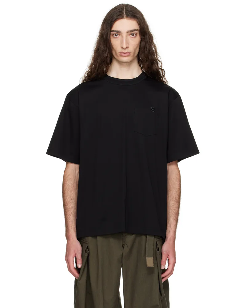 Sacai Black 'S' Cotton Jersey T-shirt 001