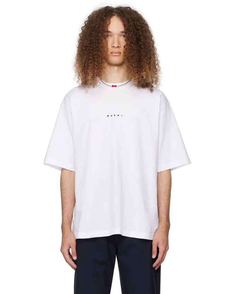 Marni White Printed T-Shirt Low01