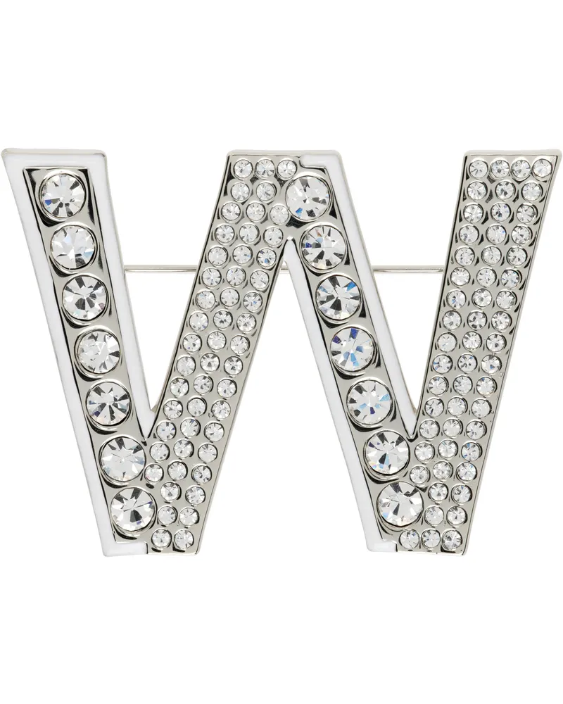 Max Mara Silver & White Carella Brooch 002