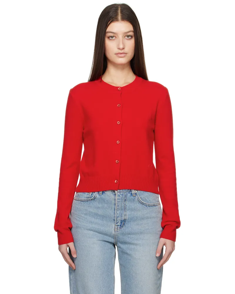 Dunst Red Essential Crewneck Knit Cardigan Red