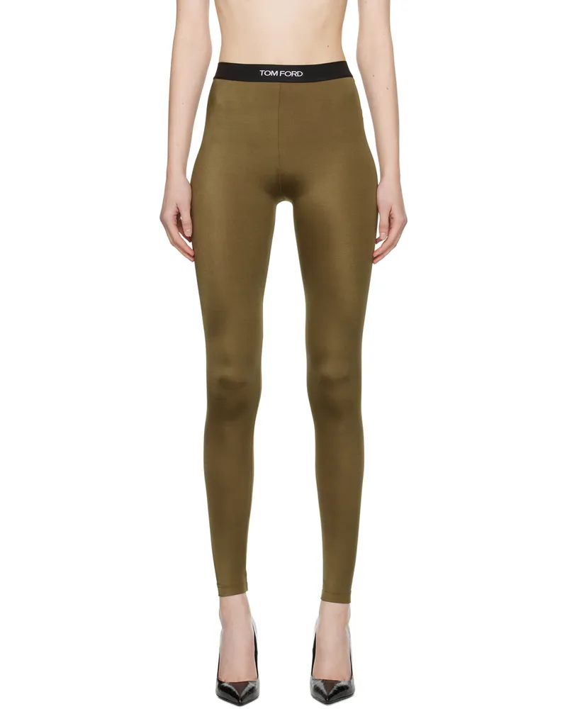 Tom Ford Khaki Lustrous Leggings Fg523